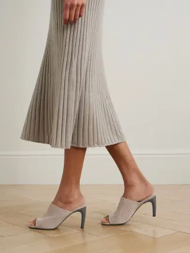 Brunello Cucinelli 80 Bead-embellished Suede Mules | Thumbnail 2 Brunello Cucinelli 80 Bead-embellished Suede Mules | Thumbnail 2