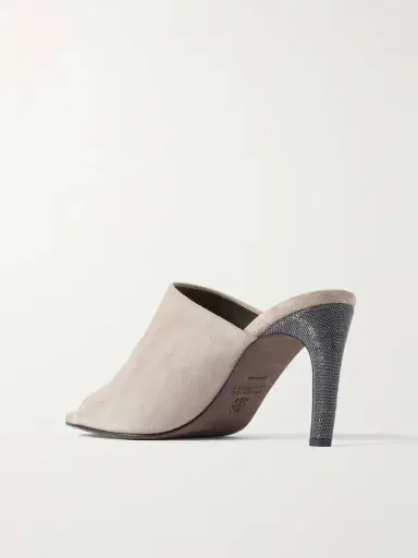 Brunello Cucinelli 80 Bead-embellished Suede Mules | Thumbnail 3 Brunello Cucinelli 80 Bead-embellished Suede Mules | Thumbnail 3