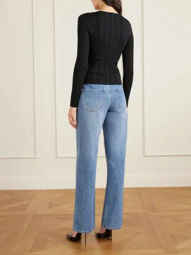 Self-Portrait Lace-trimmed Ribbed-knit Top | Thumbnail 3 Self-Portrait Lace-trimmed Ribbed-knit Top | Thumbnail 3