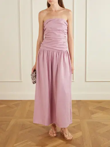 Faithfull Sacha Ruched Pleated Linen Maxi Dress | Thumbnail 2 Faithfull Sacha Ruched Pleated Linen Maxi Dress | Thumbnail 2