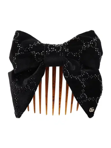 Gucci Crystal-embellished Cotton-blend Velvet Hair Clip | Thumbnail 1 Gucci Crystal-embellished Cotton-blend Velvet Hair Clip | Thumbnail 1