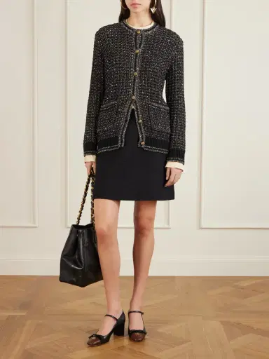 Valentino Garavani Sequin-embellished Metallic Cotton-blend Cardigan | Thumbnail 2 Valentino Garavani Sequin-embellished Metallic Cotton-blend Cardigan | Thumbnail 2