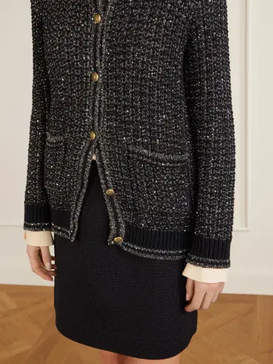 Valentino Garavani Sequin-embellished Metallic Cotton-blend Cardigan | Thumbnail 4 Valentino Garavani Sequin-embellished Metallic Cotton-blend Cardigan | Thumbnail 4