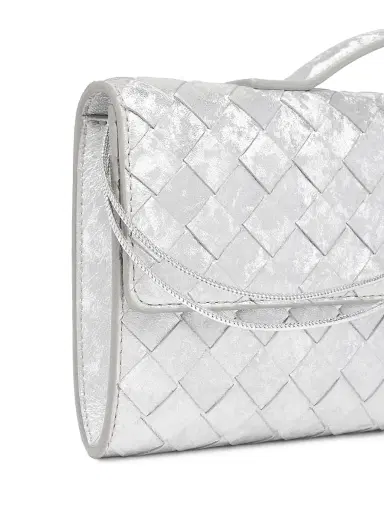Bottega Veneta Women's Andiamo Intrecciato Metallic Satin Leather Top-Handle Clutch - Silver | Thumbnail 5 Bottega Veneta Women's Andiamo Intrecciato Metallic Satin Leather Top-Handle Clutch - Silver | Thumbnail 5