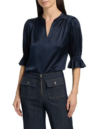 Cinq à Sept Women's Fiona Split-Neck Silk Top | Thumbnail 3 Cinq à Sept Women's Fiona Split-Neck Silk Top | Thumbnail 3