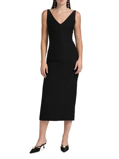 Adam Lippes Women's Willa Wool-Blend Midi-Dress - Black | Thumbnail 3 Adam Lippes Women's Willa Wool-Blend Midi-Dress - Black | Thumbnail 3