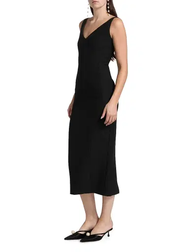 Adam Lippes Women's Willa Wool-Blend Midi-Dress - Black | Thumbnail 4 Adam Lippes Women's Willa Wool-Blend Midi-Dress - Black | Thumbnail 4
