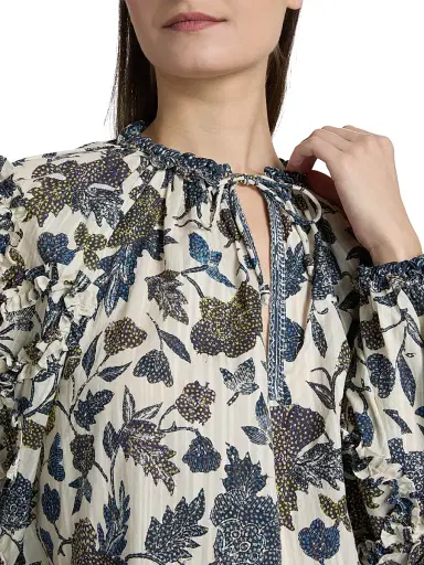 Ulla Johnson Women's Azrou Printed Ruffled Blouse - Porcelain | Thumbnail 6 Ulla Johnson Women's Azrou Printed Ruffled Blouse - Porcelain | Thumbnail 6
