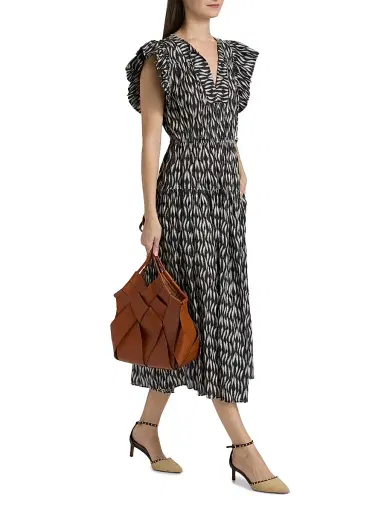 Ulla Johnson Women's Kairi Printed Flutter-Sleeve Midi-Dress | Thumbnail 2 Ulla Johnson Women's Kairi Printed Flutter-Sleeve Midi-Dress | Thumbnail 2