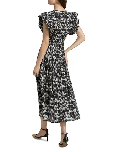 Ulla Johnson Women's Kairi Printed Flutter-Sleeve Midi-Dress | Thumbnail 5 Ulla Johnson Women's Kairi Printed Flutter-Sleeve Midi-Dress | Thumbnail 5