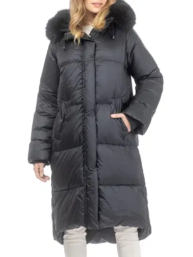 Gorski Women's Apres-Ski Jacket with Detachable Toscana Lamb Hood Trim - Black | Thumbnail 2 Gorski Women's Apres-Ski Jacket with Detachable Toscana Lamb Hood Trim - Black | Thumbnail 2