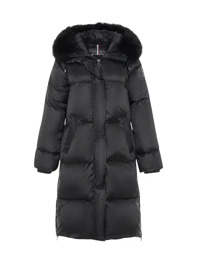 Gorski Women's Apres-Ski Jacket with Detachable Toscana Lamb Hood Trim - Black | Thumbnail 1 Gorski Women's Apres-Ski Jacket with Detachable Toscana Lamb Hood Trim - Black | Thumbnail 1