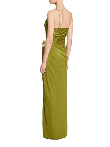 Halston Women's Elin Embellished Jersey Halterneck Gown - Army - Size 6 | Thumbnail 3 Halston Women's Elin Embellished Jersey Halterneck Gown - Army - Size 6 | Thumbnail 3