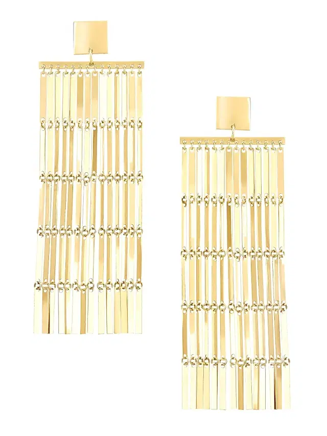 Women's 14K Yellow Gold Laser Chandelier Earrings - Yellow Gold Women's 14K Yellow Gold Laser Chandelier Earrings - Yellow Gold