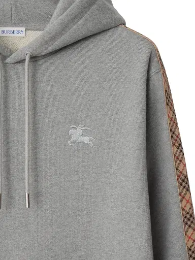 Burberry Men's Simon Check Cotton Hoodie - Pale Grey Melange - Size XXL | Thumbnail 4 Burberry Men's Simon Check Cotton Hoodie - Pale Grey Melange - Size XXL | Thumbnail 4