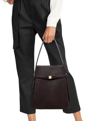 Toteme Women's Belted Calf Hair Bucket Bag - Wine | Thumbnail 2 Toteme Women's Belted Calf Hair Bucket Bag - Wine | Thumbnail 2