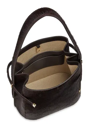 Toteme Women's Belted Calf Hair Bucket Bag - Wine | Thumbnail 4 Toteme Women's Belted Calf Hair Bucket Bag - Wine | Thumbnail 4