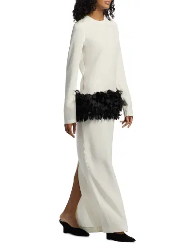 Toteme Women's Petal Long-Sleeve Maxi Dress - Off White | Thumbnail 2 Toteme Women's Petal Long-Sleeve Maxi Dress - Off White | Thumbnail 2