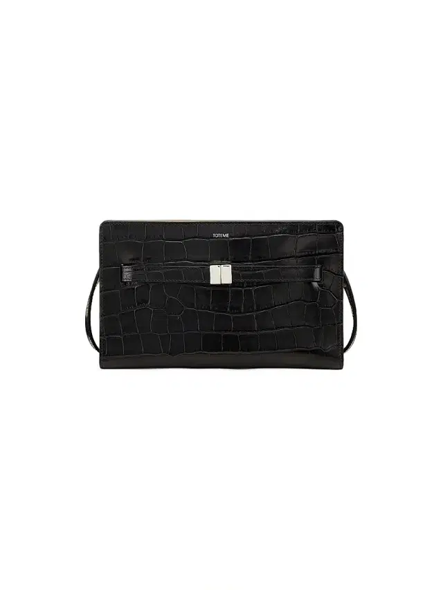 Women's Belted Croco-Embossed Leather Crossbody Bag - Black Women's Belted Croco-Embossed Leather Crossbody Bag - Black