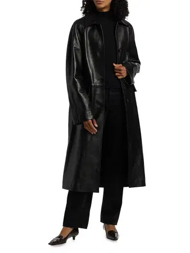 TOTEME Women's Raglan Leather Coat - Black - Size 12 | Thumbnail 2 TOTEME Women's Raglan Leather Coat - Black - Size 12 | Thumbnail 2