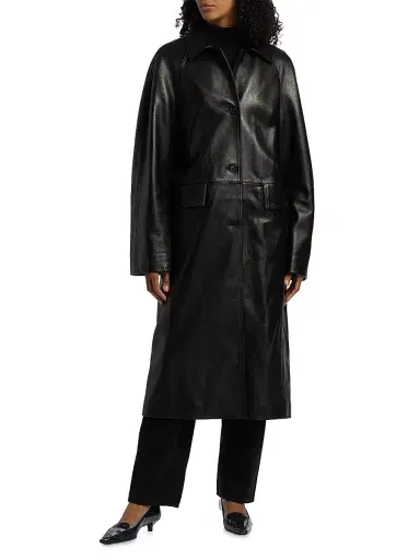 TOTEME Women's Raglan Leather Coat - Black - Size 12 | Thumbnail 3 TOTEME Women's Raglan Leather Coat - Black - Size 12 | Thumbnail 3