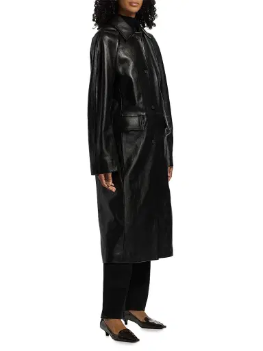TOTEME Women's Raglan Leather Coat - Black - Size 12 | Thumbnail 4 TOTEME Women's Raglan Leather Coat - Black - Size 12 | Thumbnail 4