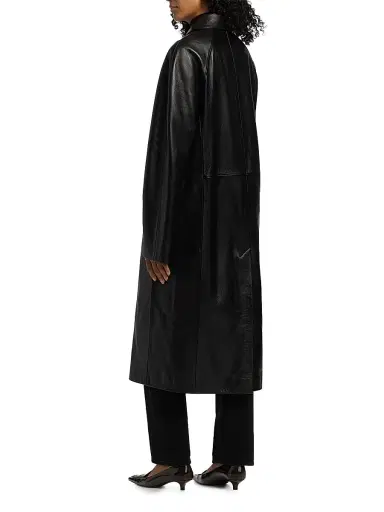 TOTEME Women's Raglan Leather Coat - Black - Size 12 | Thumbnail 5 TOTEME Women's Raglan Leather Coat - Black - Size 12 | Thumbnail 5