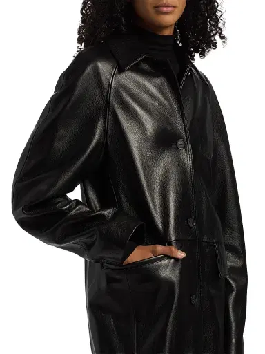 TOTEME Women's Raglan Leather Coat - Black - Size 12 | Thumbnail 6 TOTEME Women's Raglan Leather Coat - Black - Size 12 | Thumbnail 6