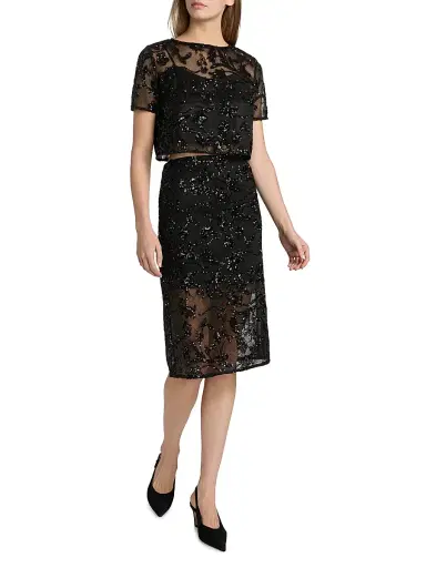 Kika Vargas Women's Kana Sequined Floral Lace Top - Black | Thumbnail 2 Kika Vargas Women's Kana Sequined Floral Lace Top - Black | Thumbnail 2