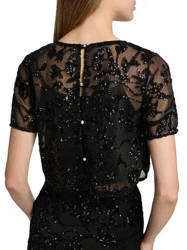 Kika Vargas Women's Kana Sequined Floral Lace Top - Black | Thumbnail 6 Kika Vargas Women's Kana Sequined Floral Lace Top - Black | Thumbnail 6