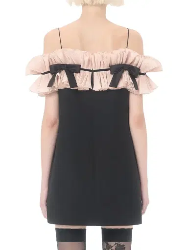 Valentino Garavani Women's Crepe Couture Short Dress - Black Pink - Size 6 | Thumbnail 4 Valentino Garavani Women's Crepe Couture Short Dress - Black Pink - Size 6 | Thumbnail 4