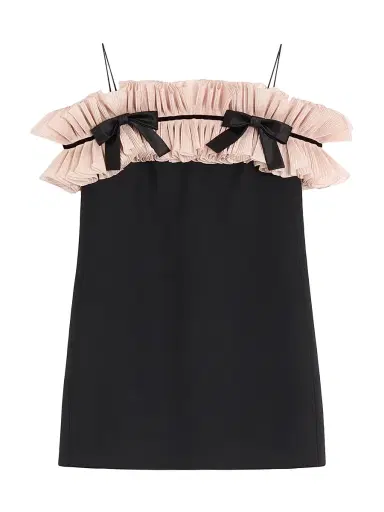 Valentino Garavani Women's Crepe Couture Short Dress - Black Pink - Size 6 | Thumbnail 1 Valentino Garavani Women's Crepe Couture Short Dress - Black Pink - Size 6 | Thumbnail 1