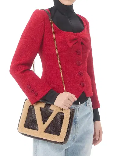 Valentino Garavani Women's Viva Superstar Small Sheepskin Shopping Bag - Brown Beige | Thumbnail 3 Valentino Garavani Women's Viva Superstar Small Sheepskin Shopping Bag - Brown Beige | Thumbnail 3