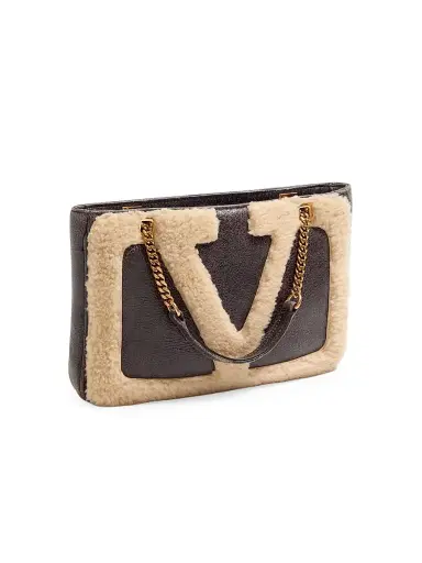 Valentino Garavani Women's Viva Superstar Small Sheepskin Shopping Bag - Brown Beige | Thumbnail 4 Valentino Garavani Women's Viva Superstar Small Sheepskin Shopping Bag - Brown Beige | Thumbnail 4