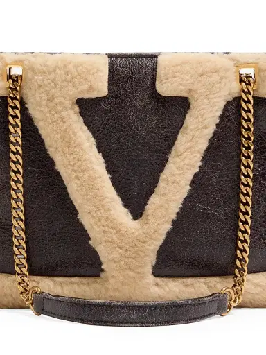 Valentino Garavani Women's Viva Superstar Small Sheepskin Shopping Bag - Brown Beige | Thumbnail 8 Valentino Garavani Women's Viva Superstar Small Sheepskin Shopping Bag - Brown Beige | Thumbnail 8