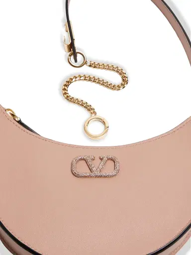 Valentino Garavani Women's VLogo Signature Calfskin Hobo Mini Bag with Jewel Logo - Rose Cannelle | Thumbnail 6 Valentino Garavani Women's VLogo Signature Calfskin Hobo Mini Bag with Jewel Logo - Rose Cannelle | Thumbnail 6