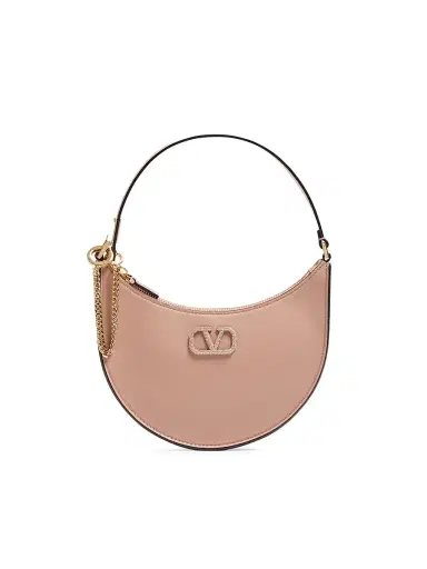 Valentino Garavani Women's VLogo Signature Calfskin Hobo Mini Bag with Jewel Logo - Rose Cannelle | Thumbnail 1 Valentino Garavani Women's VLogo Signature Calfskin Hobo Mini Bag with Jewel Logo - Rose Cannelle | Thumbnail 1
