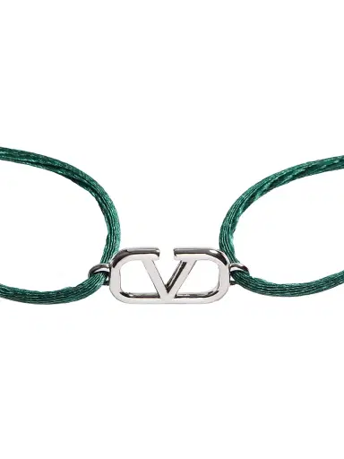 Valentino Garavani Men's Vlogo Signature Cotton Bracelet - English Green | Thumbnail 5 Valentino Garavani Men's Vlogo Signature Cotton Bracelet - English Green | Thumbnail 5