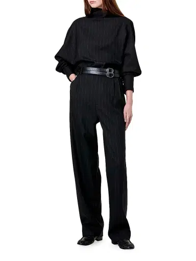 NICHOLAS Women's Bettina Draped Pinstriped Top - Black | Thumbnail 2 NICHOLAS Women's Bettina Draped Pinstriped Top - Black | Thumbnail 2