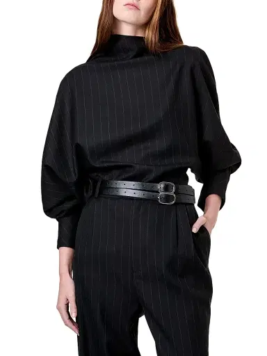 NICHOLAS Women's Bettina Draped Pinstriped Top - Black | Thumbnail 3 NICHOLAS Women's Bettina Draped Pinstriped Top - Black | Thumbnail 3