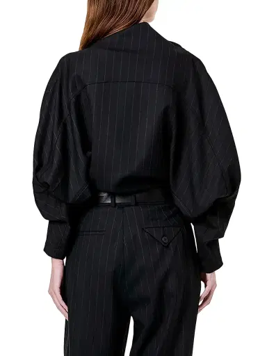 NICHOLAS Women's Bettina Draped Pinstriped Top - Black | Thumbnail 4 NICHOLAS Women's Bettina Draped Pinstriped Top - Black | Thumbnail 4