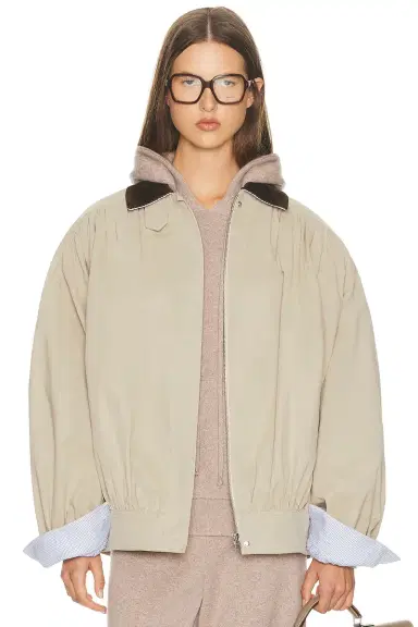 Helsa The Shirred Bomber Jacket With Corduroy Collar | Thumbnail 3 Helsa The Shirred Bomber Jacket With Corduroy Collar | Thumbnail 3