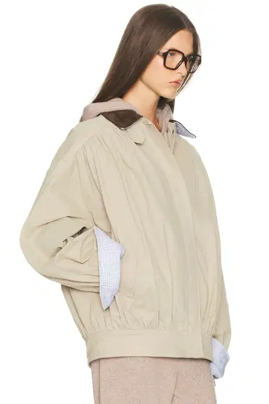 Helsa The Shirred Bomber Jacket With Corduroy Collar | Thumbnail 4 Helsa The Shirred Bomber Jacket With Corduroy Collar | Thumbnail 4