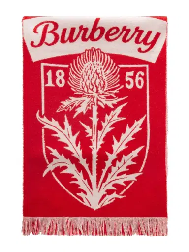 Burberry Logo-Jacquard Fringed Wool Scarf - Men | Thumbnail 1 Burberry Logo-Jacquard Fringed Wool Scarf - Men | Thumbnail 1
