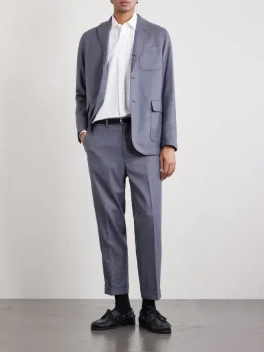 Beams Plus Ivy Cropped Tapered Brushed Wool-Blend Twill Suit Trousers - Men | Thumbnail 2 Beams Plus Ivy Cropped Tapered Brushed Wool-Blend Twill Suit Trousers - Men | Thumbnail 2