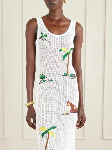Staud Luma Embroidered Open-knit Cotton Midi Dress | Thumbnail 3 Staud Luma Embroidered Open-knit Cotton Midi Dress | Thumbnail 3