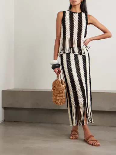 Zimmermann Wanderlust Fringed Striped Macramé Cotton Maxi Skirt | Thumbnail 2 Zimmermann Wanderlust Fringed Striped Macramé Cotton Maxi Skirt | Thumbnail 2