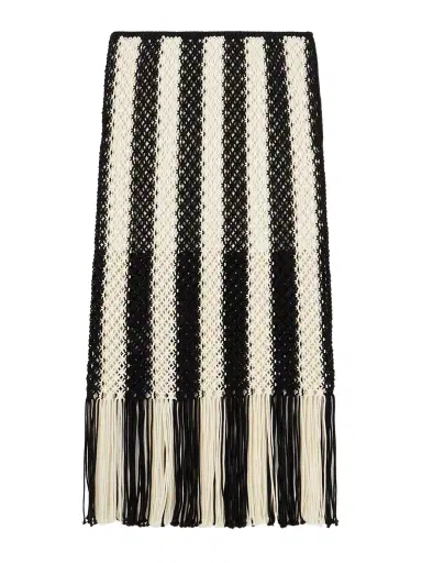 Zimmermann Wanderlust Fringed Striped Macramé Cotton Maxi Skirt | Thumbnail 1 Zimmermann Wanderlust Fringed Striped Macramé Cotton Maxi Skirt | Thumbnail 1