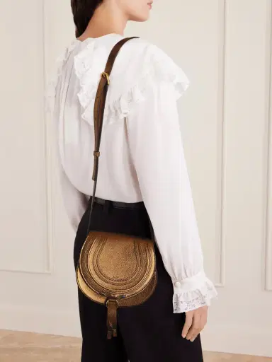 Chloé Marcie Metallic Crinkled-leather Shoulder Bag | Thumbnail 3 Chloé Marcie Metallic Crinkled-leather Shoulder Bag | Thumbnail 3