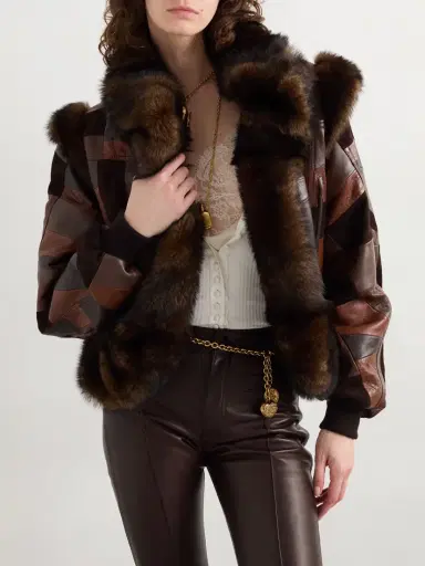 Chloé Patchwork Leather And Shearling Jacket | Thumbnail 3 Chloé Patchwork Leather And Shearling Jacket | Thumbnail 3